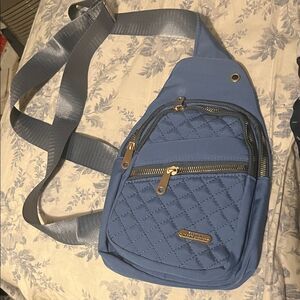 Blue Quilted Crossbody Bag